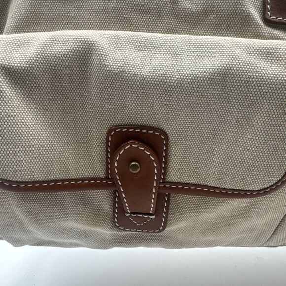 Tommy Bahama Challenge Large Brown Biege Canvas/leather Duffle Weekender Bag - Picture 3 of 16